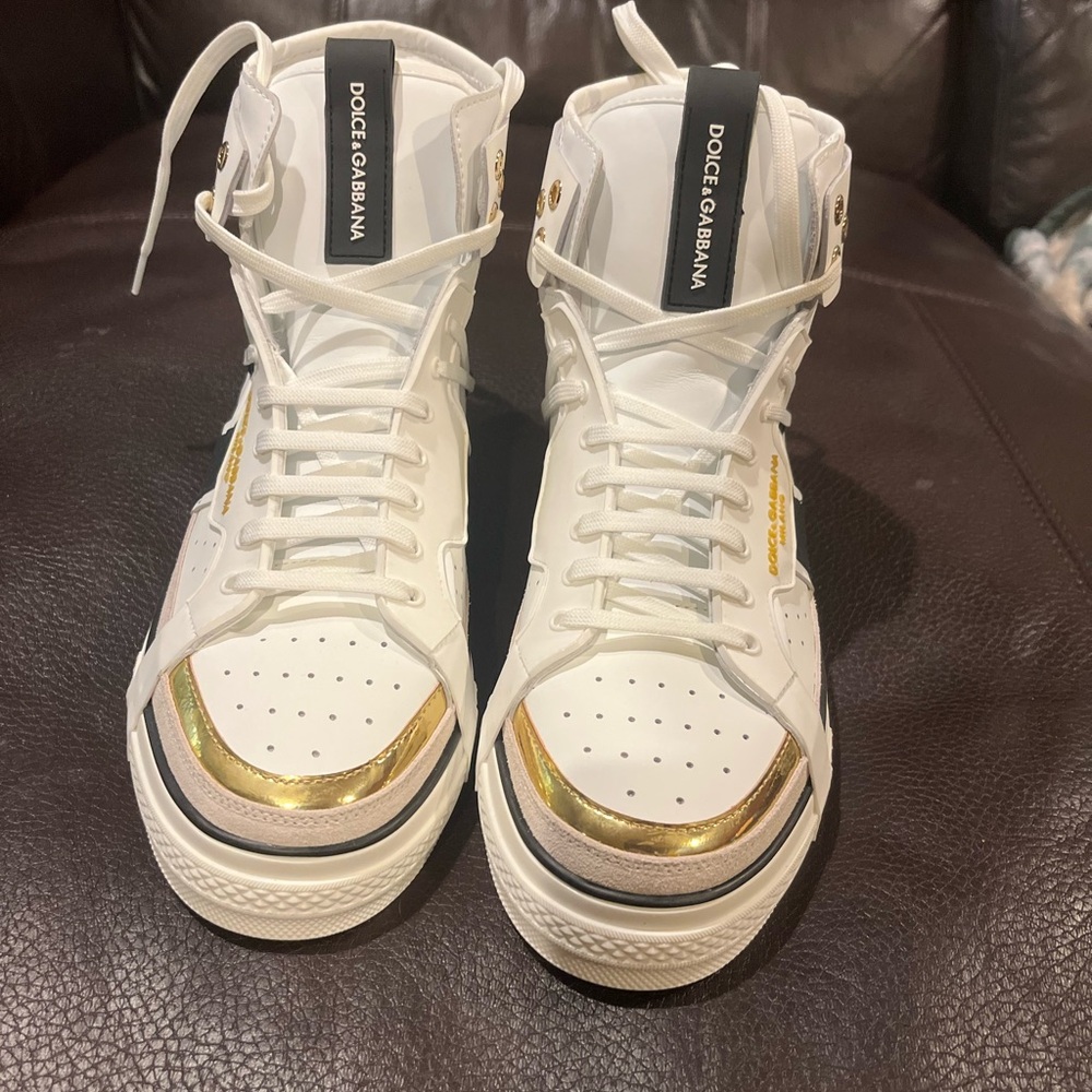 Dolce & Gabbana White and Gold High-Tops
